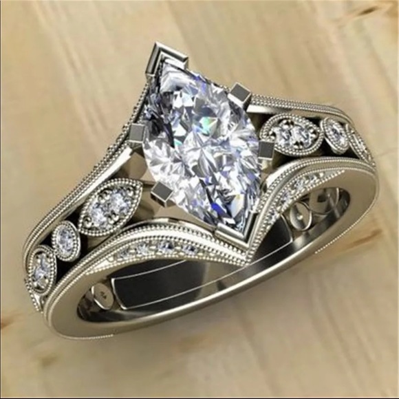 Jewelry - New Women’s Marquise Cut 925 Silver Sapphire Ring